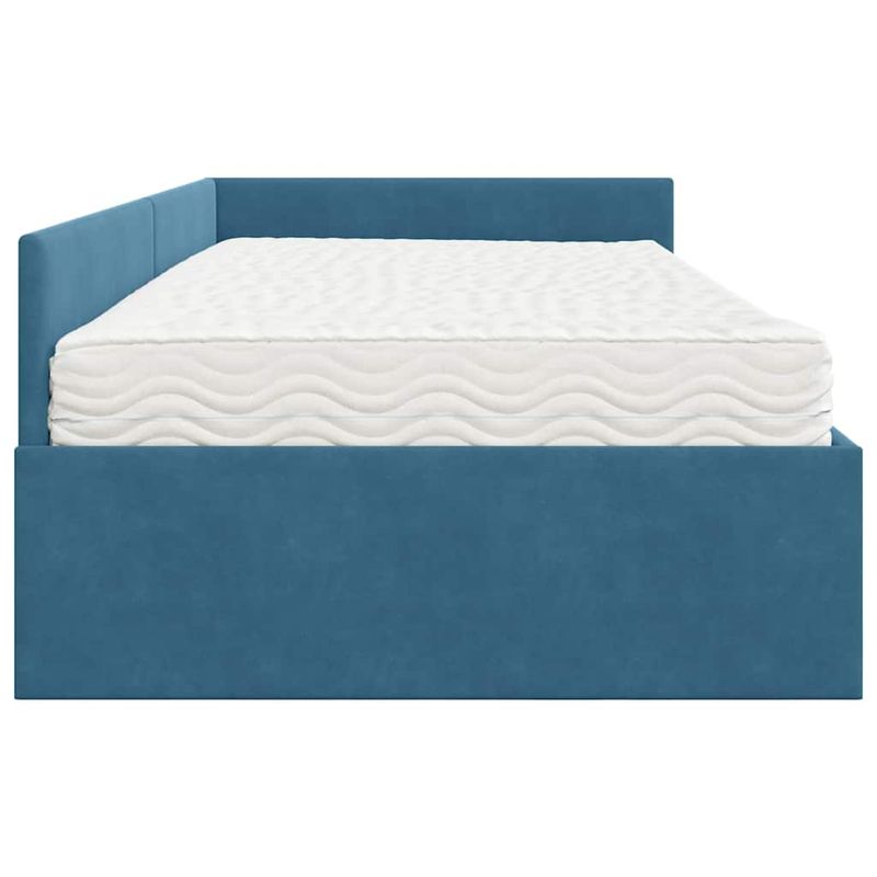 Casa si Gradina - Mobilier - Paturi si accesorii - Paturi - Cadru de pat coltar cu saltea Altele 2 pcs albastru Catifea - Infinity.ro