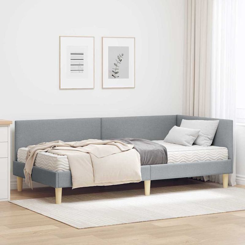 Casa si Gradina - Mobilier - Paturi si accesorii - Paturi - Cadru de pat coltar cu saltea Altele 2 pcs Gri deschis tesatura - Infinity.ro