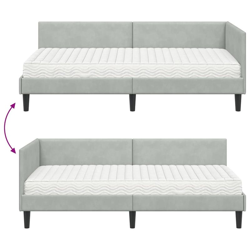 Casa si Gradina - Mobilier - Paturi si accesorii - Paturi - Cadru de pat coltar cu saltea Altele 2 pcs Gri deschis Catifea - Infinity.ro