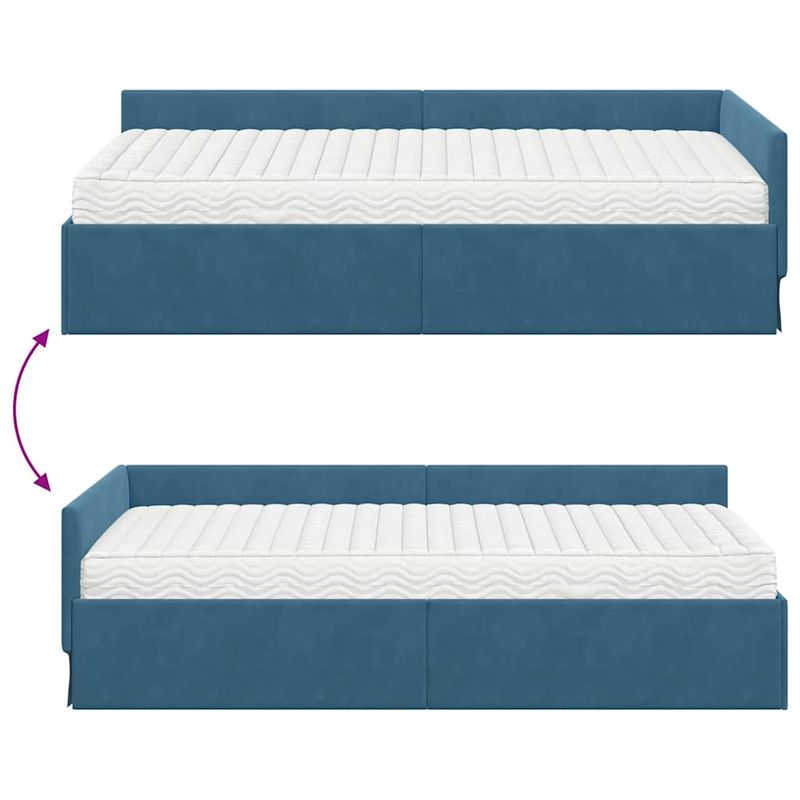 Casa si Gradina - Mobilier - Paturi si accesorii - Paturi - Cadru de pat coltar cu saltea Altele 2 pcs albastru Catifea - Infinity.ro