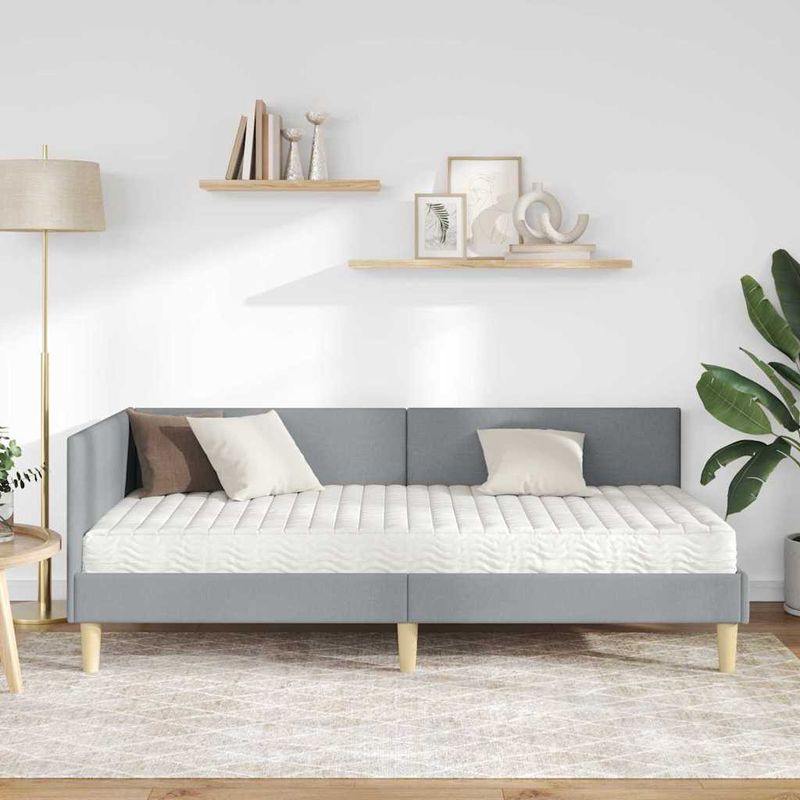 Casa si Gradina - Mobilier - Paturi si accesorii - Paturi - Cadru de pat coltar cu saltea Altele 2 pcs Gri deschis tesatura - Infinity.ro