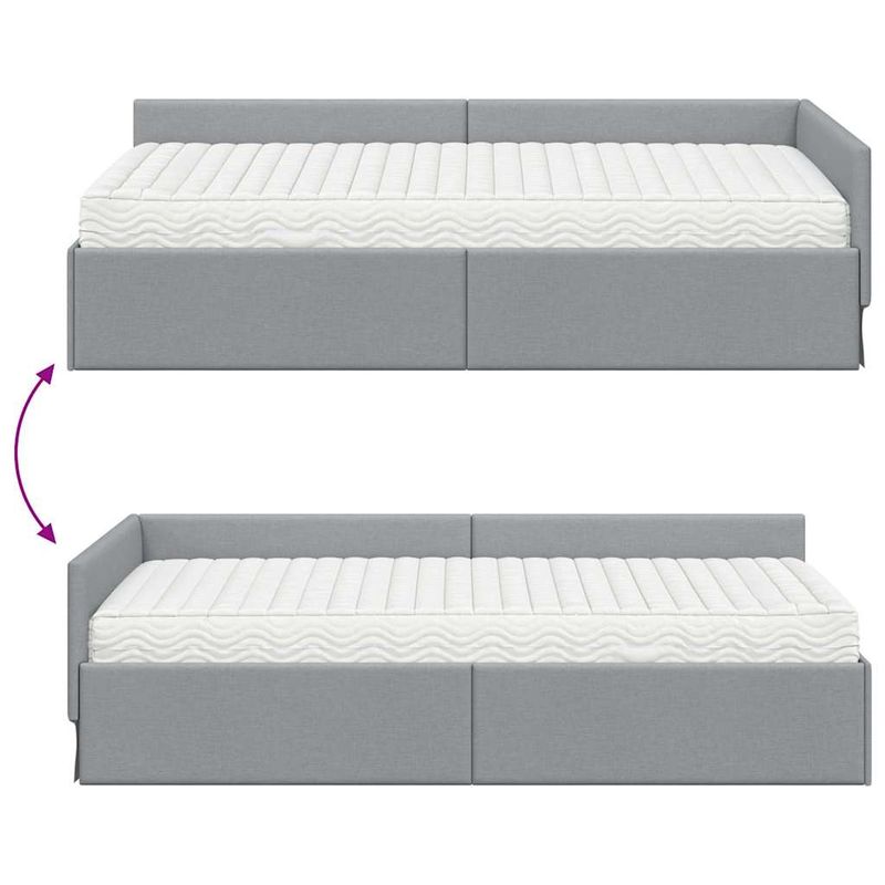 Casa si Gradina - Mobilier - Paturi si accesorii - Paturi - Cadru de pat coltar cu saltea Altele 2 pcs Gri deschis tesatura - Infinity.ro