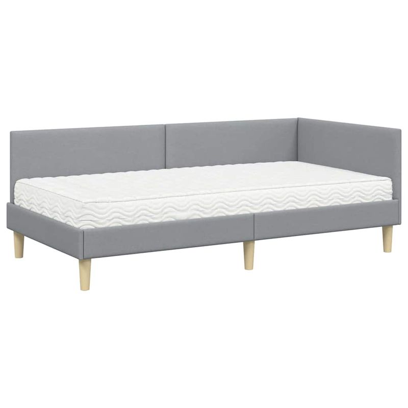 Casa si Gradina - Mobilier - Paturi si accesorii - Paturi - Cadru de pat coltar cu saltea Altele 2 pcs Gri deschis tesatura - Infinity.ro