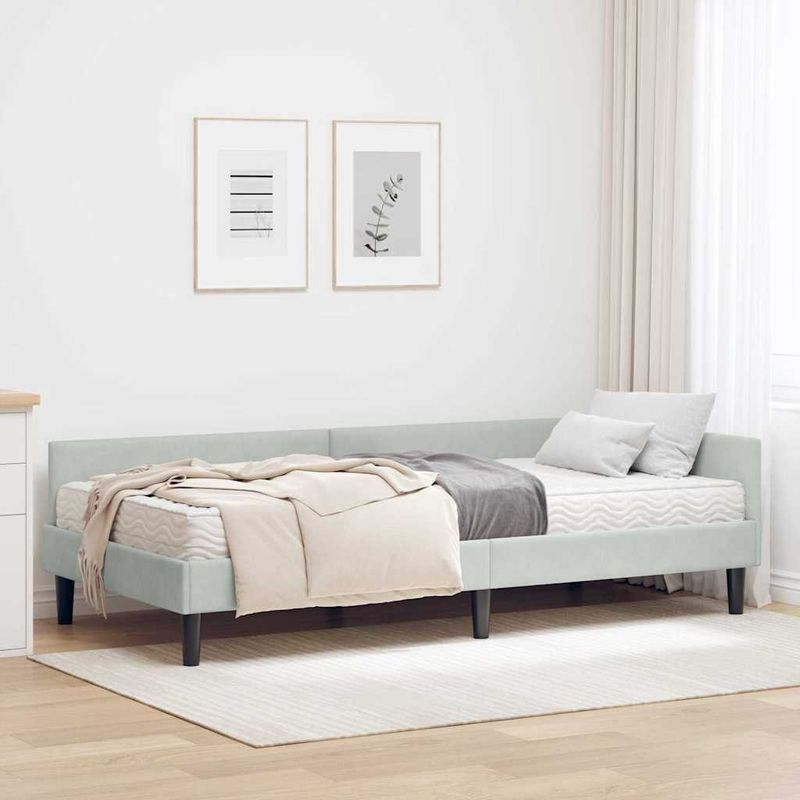Casa si Gradina - Mobilier - Paturi si accesorii - Paturi - Cadru de pat coltar cu saltea Altele 2 pcs Gri deschis Catifea - Infinity.ro