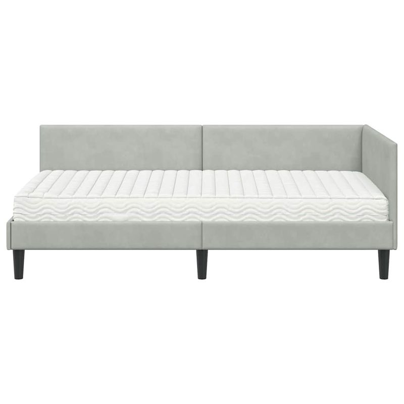 Casa si Gradina - Mobilier - Paturi si accesorii - Paturi - Cadru de pat coltar cu saltea Altele 2 pcs Gri deschis Catifea - Infinity.ro
