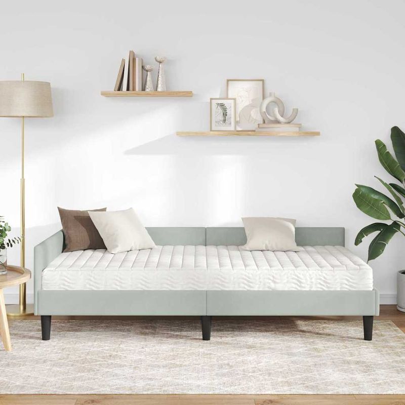 Casa si Gradina - Mobilier - Paturi si accesorii - Paturi - Cadru de pat coltar cu saltea Altele 2 pcs Gri deschis Catifea - Infinity.ro