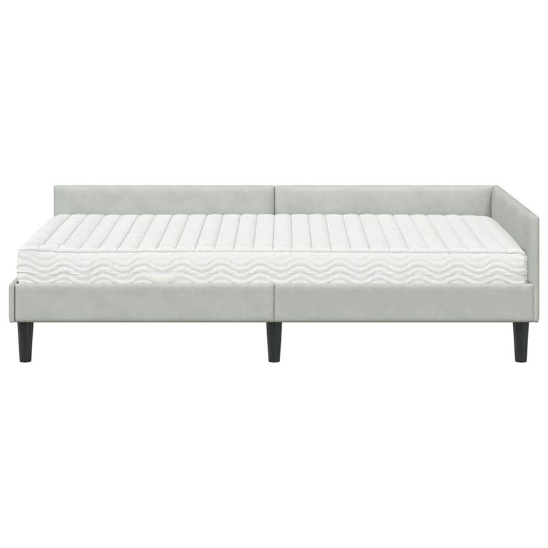 Casa si Gradina - Mobilier - Paturi si accesorii - Paturi - Cadru de pat coltar cu saltea Altele 2 pcs Gri deschis Catifea - Infinity.ro