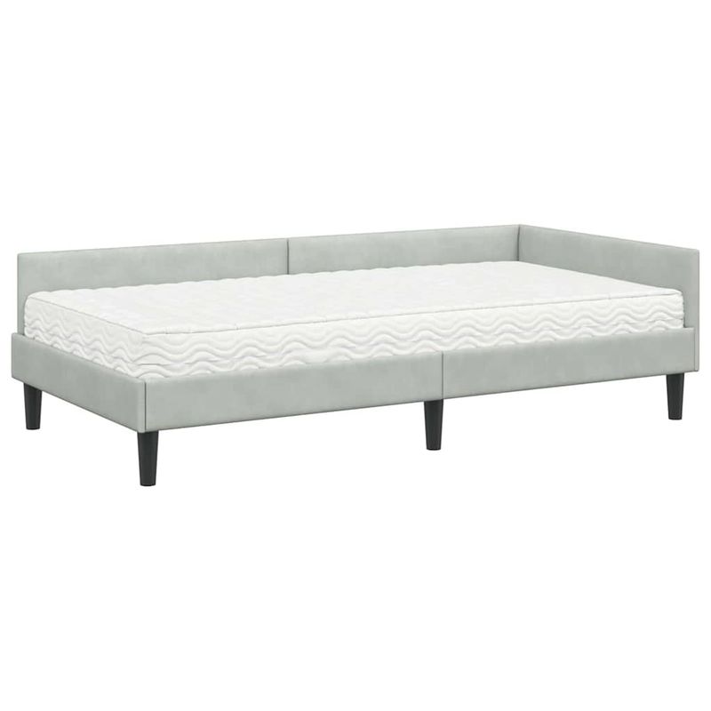 Casa si Gradina - Mobilier - Paturi si accesorii - Paturi - Cadru de pat coltar cu saltea Altele 2 pcs Gri deschis Catifea - Infinity.ro
