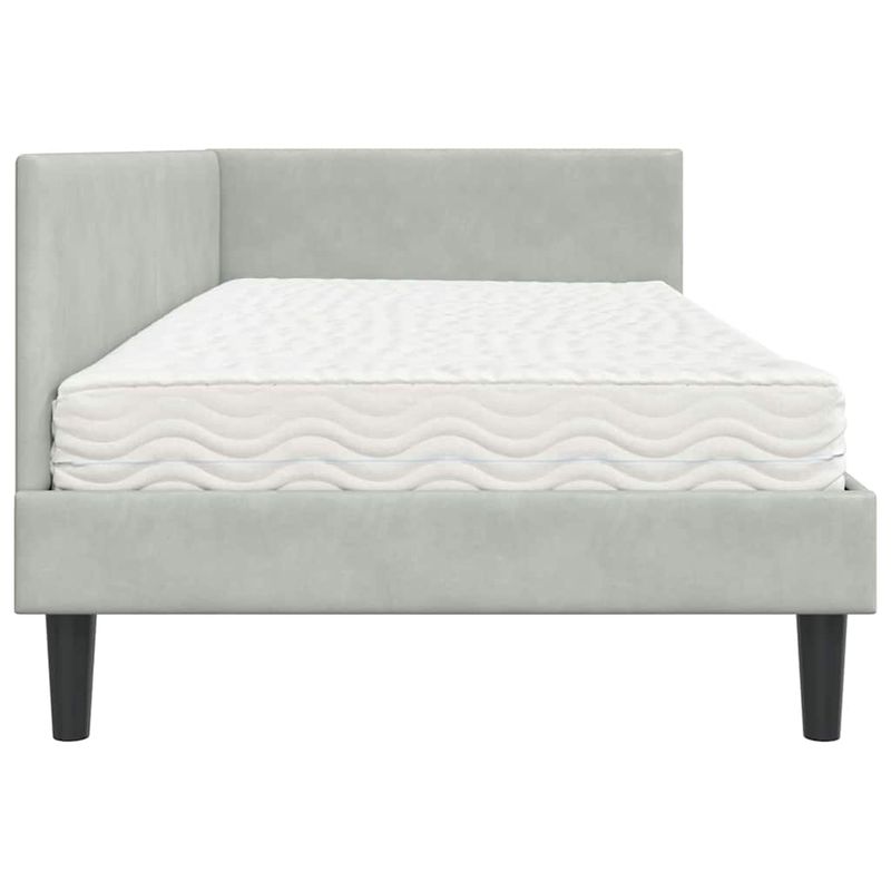 Casa si Gradina - Mobilier - Paturi si accesorii - Paturi - Cadru de pat coltar cu saltea Altele 2 pcs Gri deschis Catifea - Infinity.ro