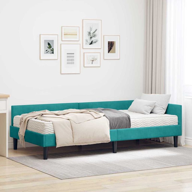 Casa si Gradina - Mobilier - Paturi si accesorii - Paturi - Cadru de pat coltar cu saltea Altele 2 pcs Turcoaz Catifea - Infinity.ro