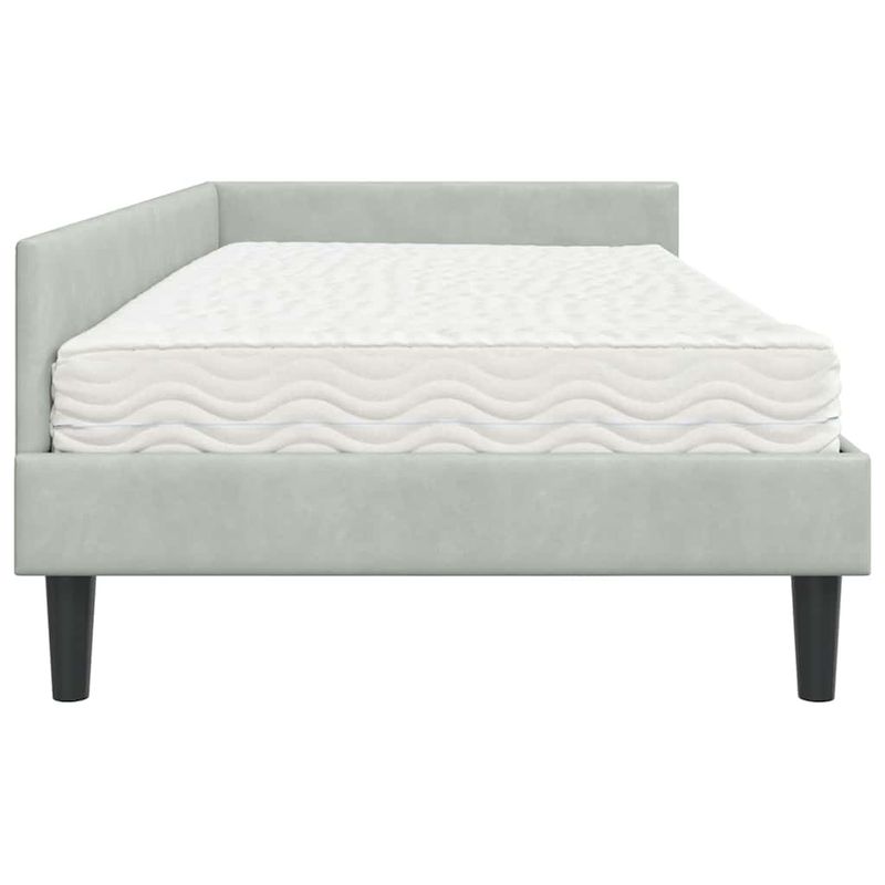 Casa si Gradina - Mobilier - Paturi si accesorii - Paturi - Cadru de pat coltar cu saltea Altele 2 pcs Gri deschis Catifea - Infinity.ro