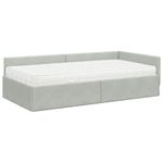 Casa si Gradina - Mobilier - Paturi si accesorii - Paturi - Cadru de pat coltar cu saltea Altele 2 pcs Gri deschis Catifea - Infinity.ro