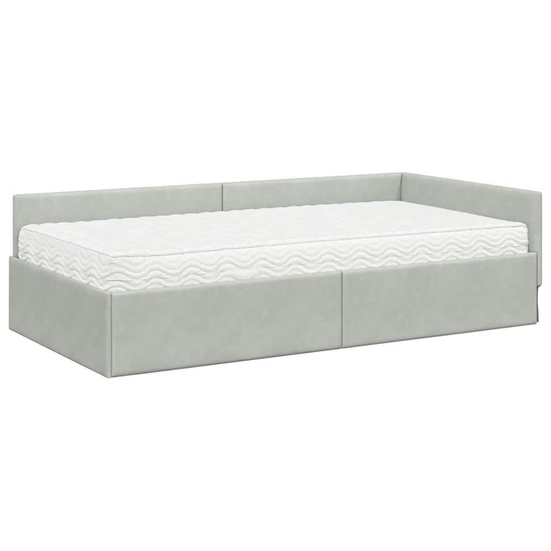 Casa si Gradina - Mobilier - Paturi si accesorii - Paturi - Cadru de pat coltar cu saltea Altele 2 pcs Gri deschis Catifea - Infinity.ro
