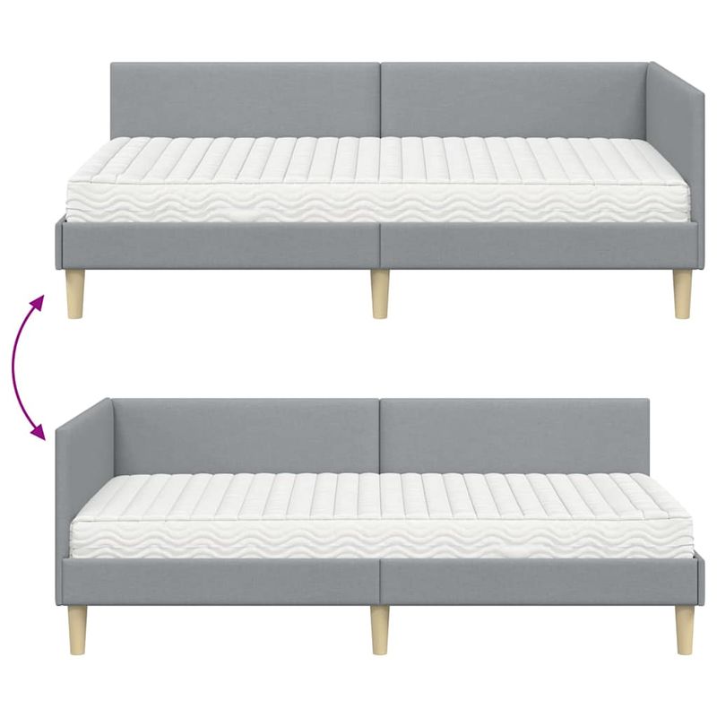 Casa si Gradina - Mobilier - Paturi si accesorii - Paturi - Cadru de pat coltar cu saltea Altele 2 pcs Gri deschis tesatura - Infinity.ro