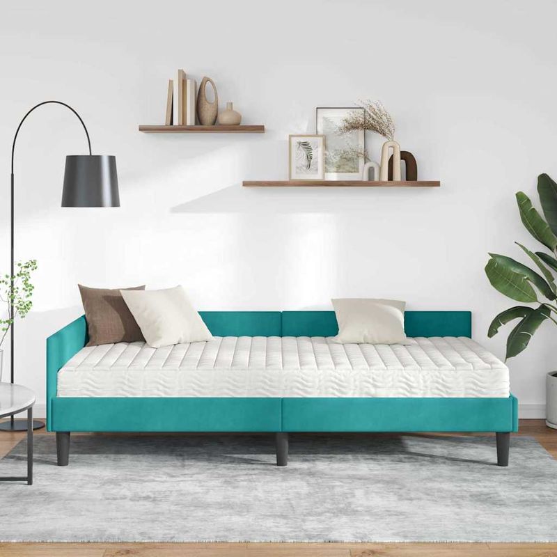 Casa si Gradina - Mobilier - Paturi si accesorii - Paturi - Cadru de pat coltar cu saltea Altele 2 pcs Turcoaz Catifea - Infinity.ro