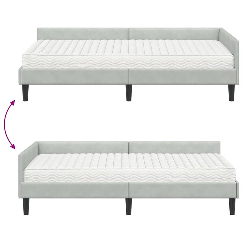 Casa si Gradina - Mobilier - Paturi si accesorii - Paturi - Cadru de pat coltar cu saltea Altele 2 pcs Gri deschis Catifea - Infinity.ro