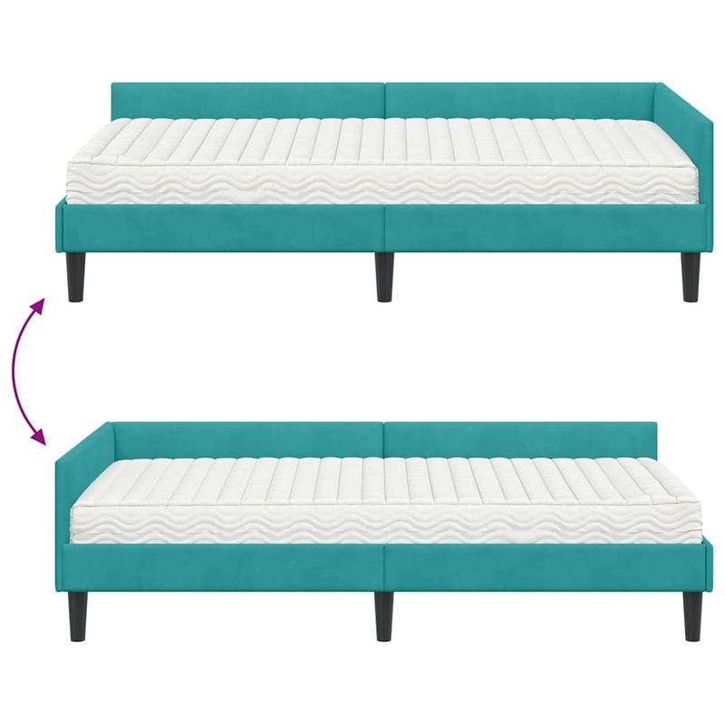 Casa si Gradina - Mobilier - Paturi si accesorii - Paturi - Cadru de pat coltar cu saltea Altele 2 pcs Turcoaz Catifea - Infinity.ro