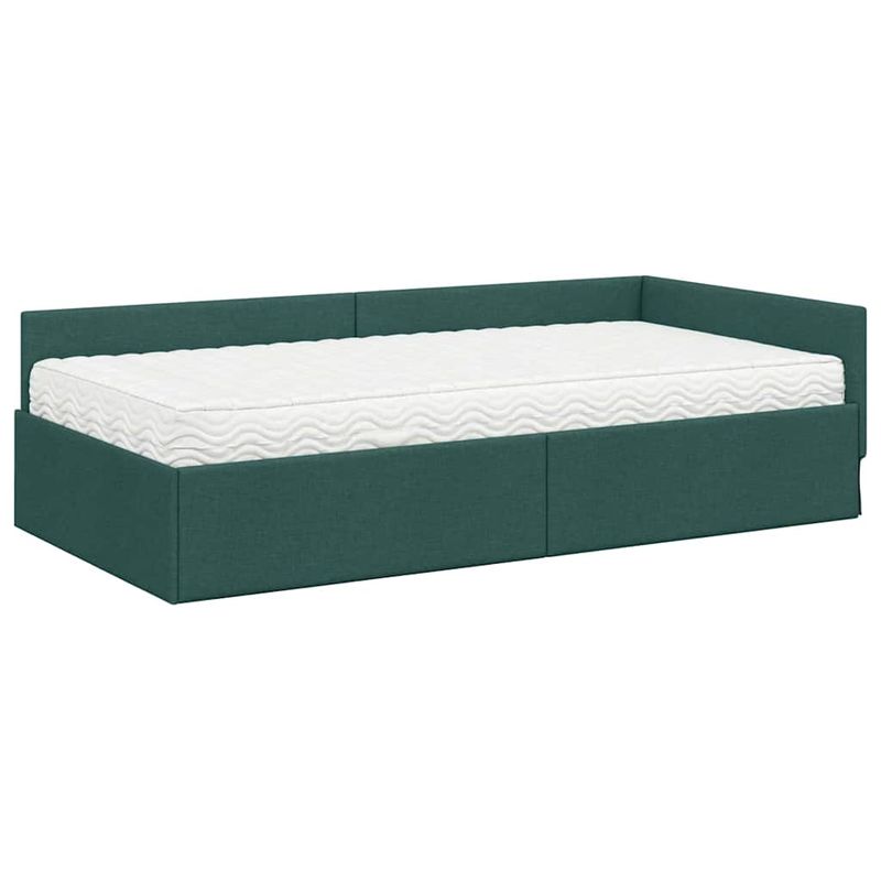 Casa si Gradina - Mobilier - Paturi si accesorii - Paturi - Cadru de pat coltar cu saltea Altele 2 pcs Verde tesatura - Infinity.ro