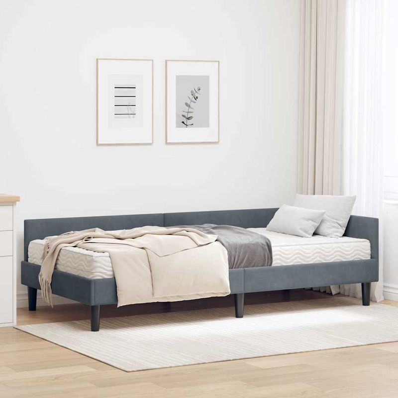Casa si Gradina - Mobilier - Paturi si accesorii - Paturi - Cadru de pat coltar cu saltea Altele Manual 2 pcs Gri Catifea - Infinity.ro