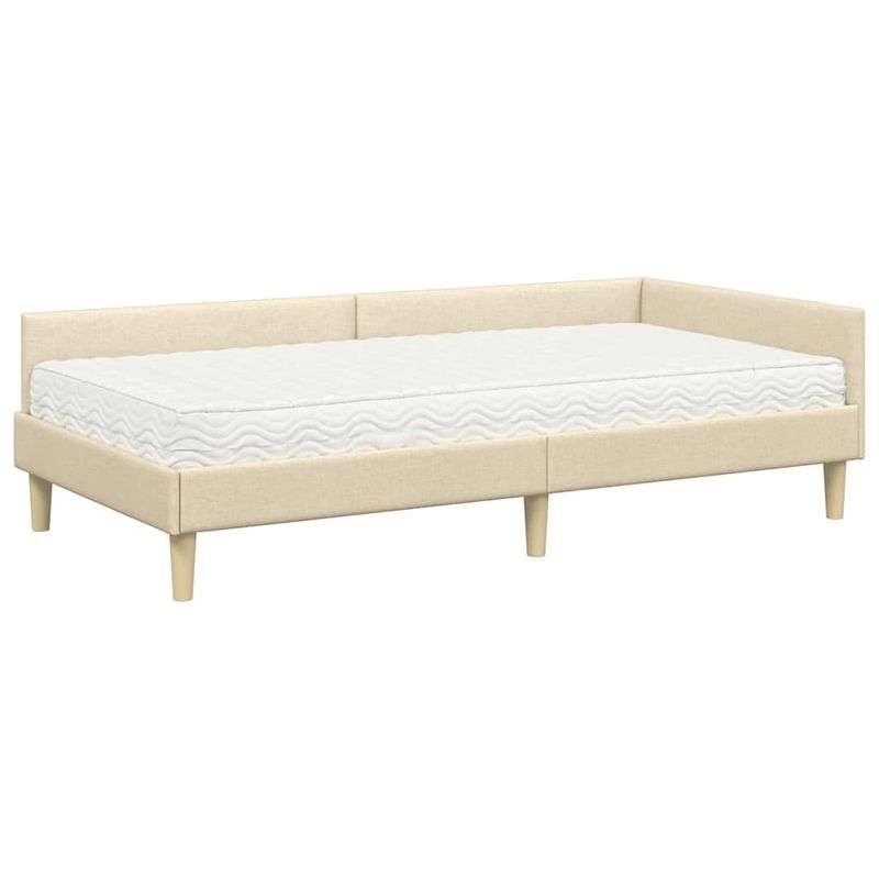 Casa si Gradina - Mobilier - Paturi si accesorii - Paturi - Cadru de pat coltar cu saltea Altele Manual 2 pcs Crem tesatura - Infinity.ro