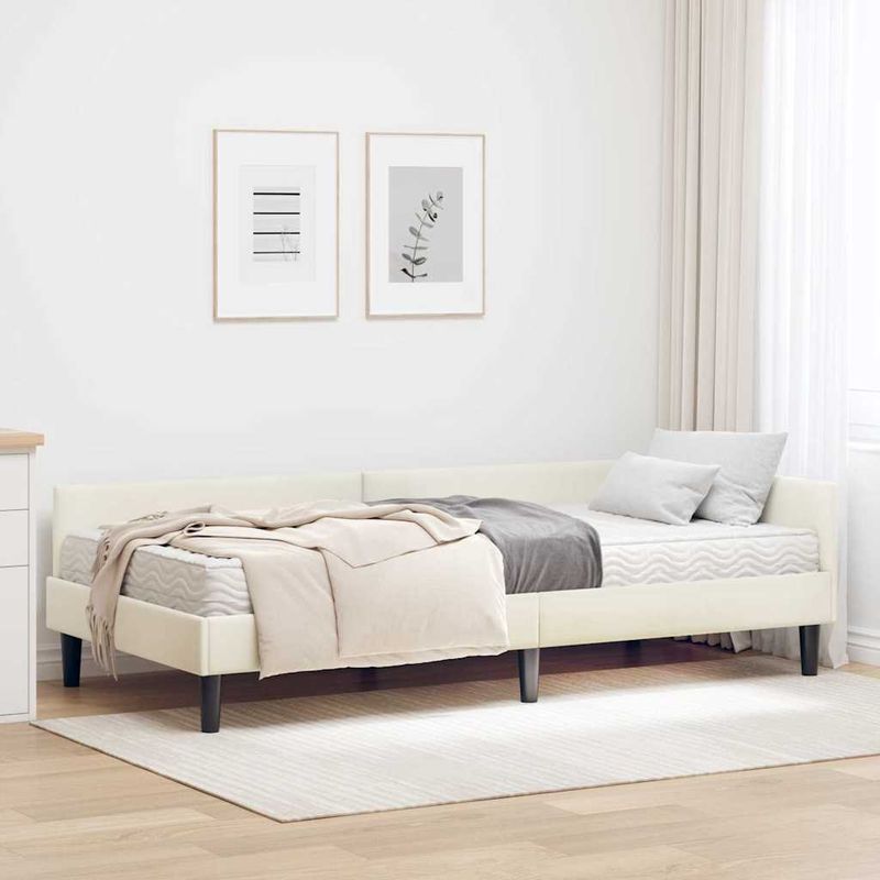Casa si Gradina - Mobilier - Paturi si accesorii - Paturi - Cadru de pat coltar cu saltea Altele Manual 2 pcs Crem Catifea - Infinity.ro