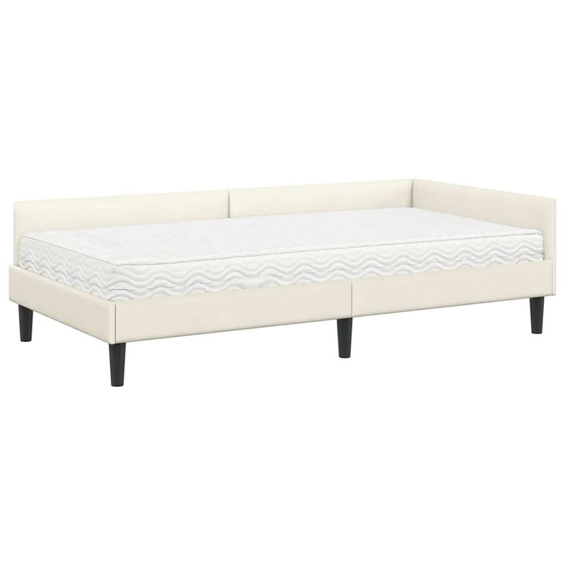 Casa si Gradina - Mobilier - Paturi si accesorii - Paturi - Cadru de pat coltar cu saltea Altele Manual 2 pcs Crem Catifea - Infinity.ro