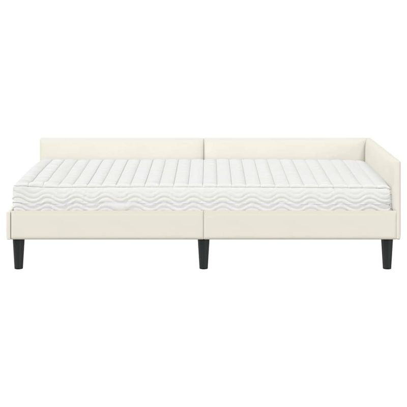 Casa si Gradina - Mobilier - Paturi si accesorii - Paturi - Cadru de pat coltar cu saltea Altele Manual 2 pcs Crem Catifea - Infinity.ro