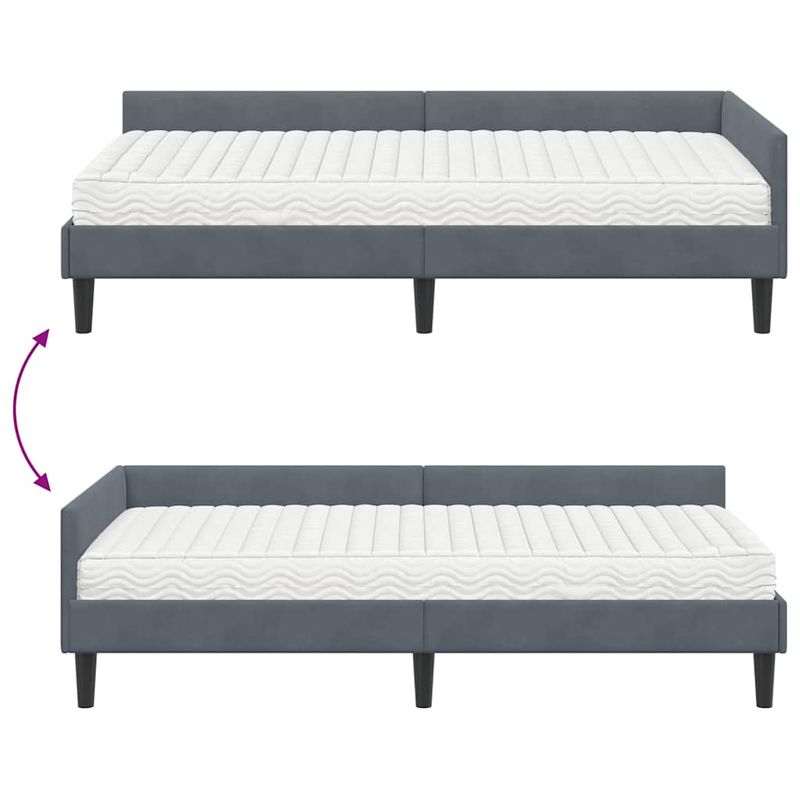 Casa si Gradina - Mobilier - Paturi si accesorii - Paturi - Cadru de pat coltar cu saltea Altele Manual 2 pcs Gri Catifea - Infinity.ro
