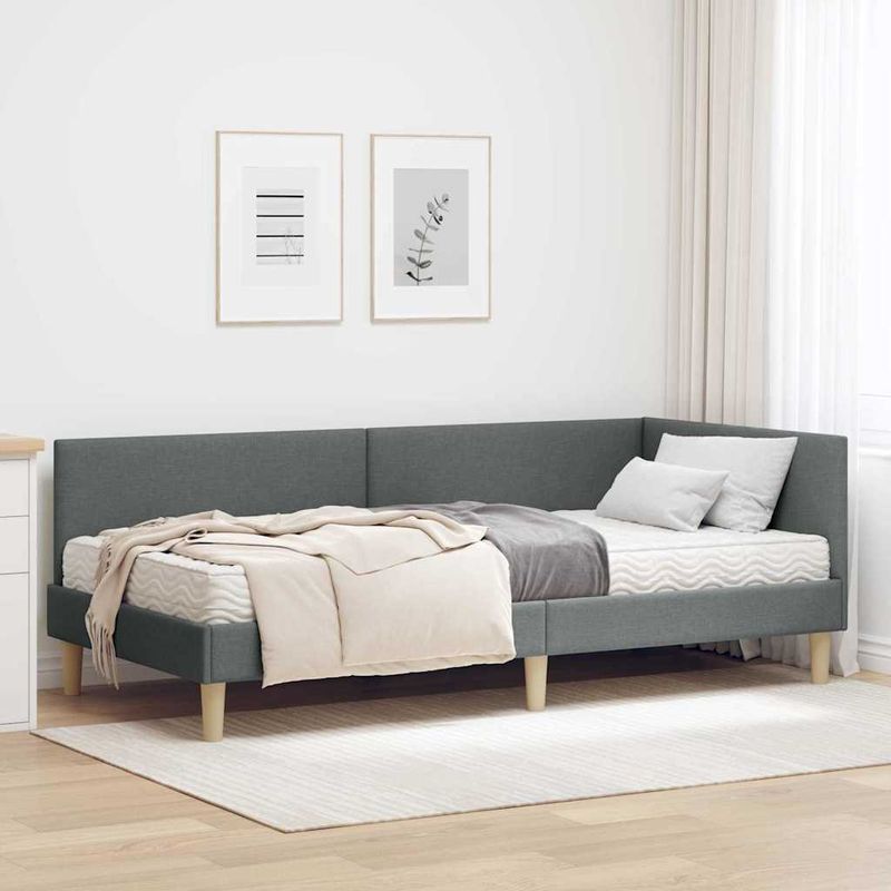 Casa si Gradina - Mobilier - Paturi si accesorii - Paturi - Cadru de pat coltar cu saltea Altele Manual 2 pcs Gri tesatura - Infinity.ro