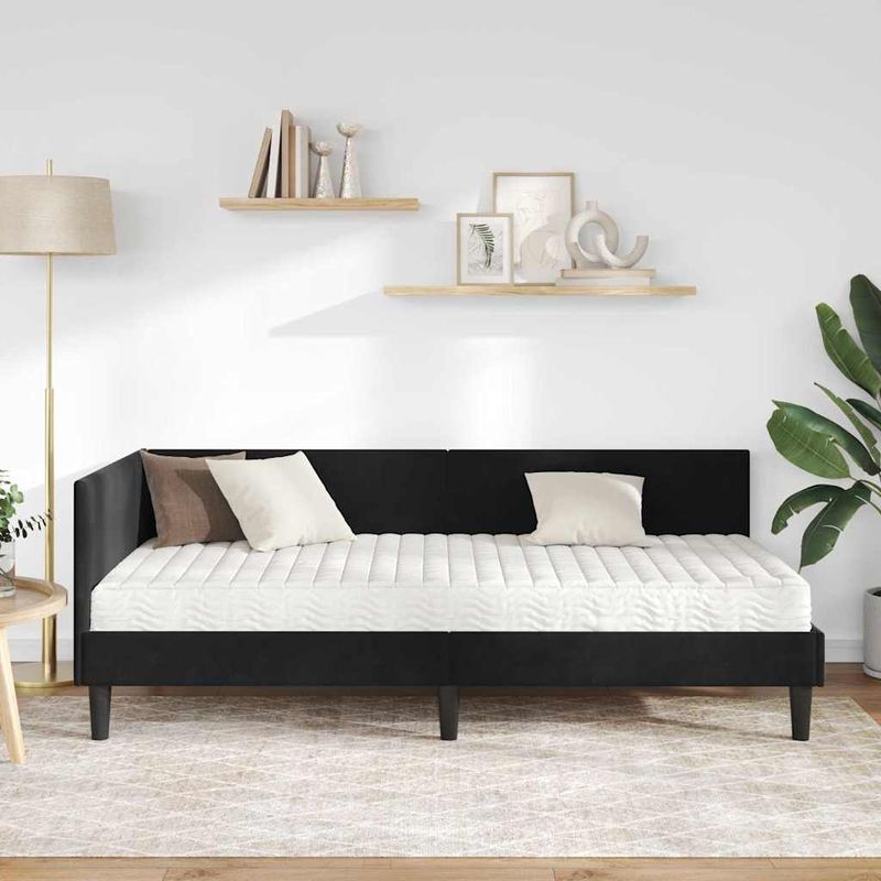 Casa si Gradina - Mobilier - Paturi si accesorii - Paturi - Cadru de pat coltar cu saltea Altele Manual 2 pcs Negru Catifea - Infinity.ro