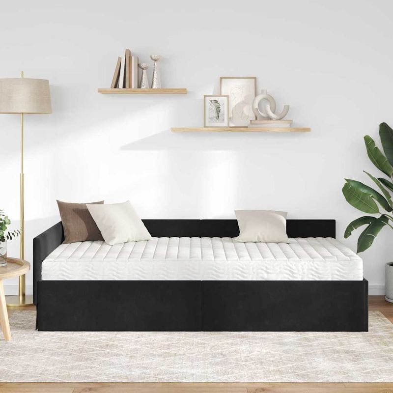 Casa si Gradina - Mobilier - Paturi si accesorii - Paturi - Cadru de pat coltar cu saltea Altele Manual 2 pcs Gri Catifea - Infinity.ro