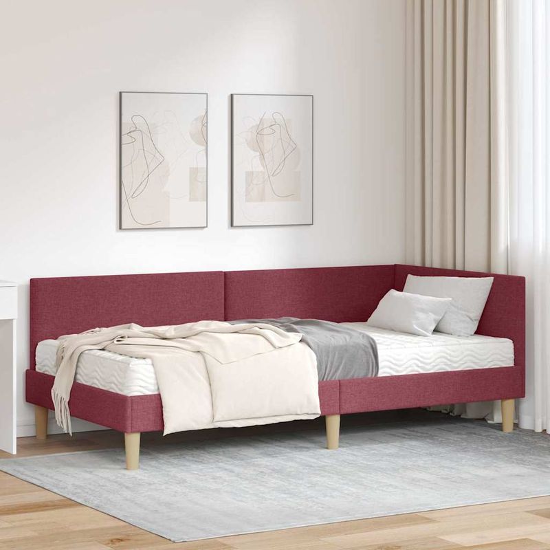 Casa si Gradina - Mobilier - Paturi si accesorii - Paturi - Cadru de pat coltar cu saltea Altele Manual 2 pcs Gri tesatura - Infinity.ro