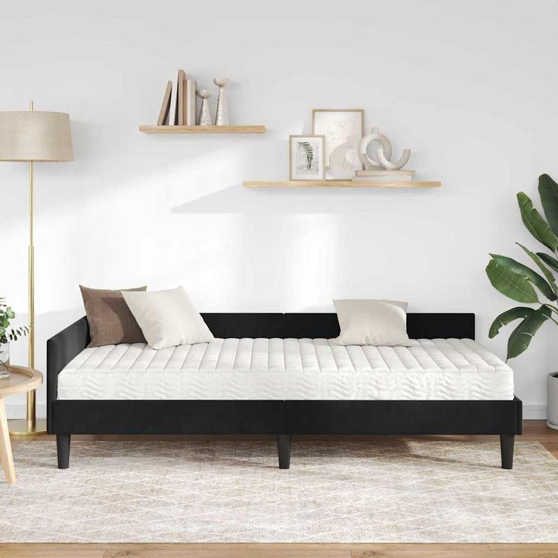 Casa si Gradina - Mobilier - Paturi si accesorii - Paturi - Cadru de pat coltar cu saltea Altele Manual 2 pcs Negru Catifea - Infinity.ro
