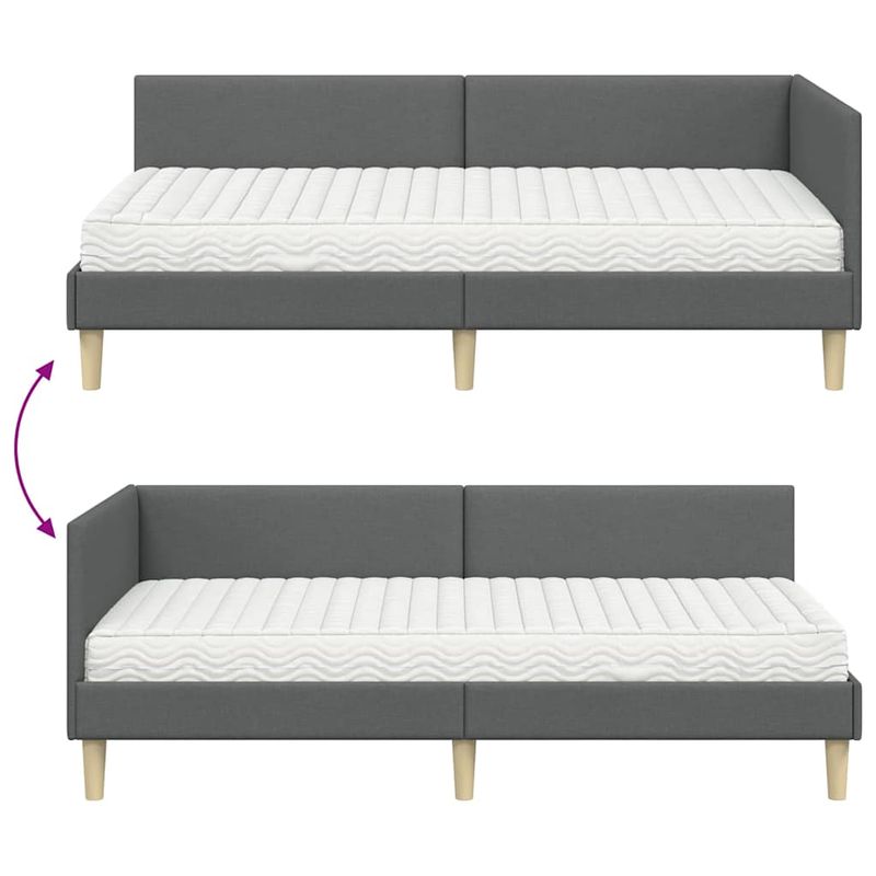 Casa si Gradina - Mobilier - Paturi si accesorii - Paturi - Cadru de pat coltar cu saltea Altele Manual 2 pcs Gri tesatura - Infinity.ro