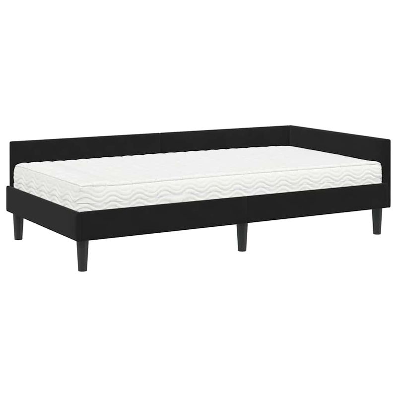 Casa si Gradina - Mobilier - Paturi si accesorii - Paturi - Cadru de pat coltar cu saltea Altele Manual 2 pcs Negru Catifea - Infinity.ro