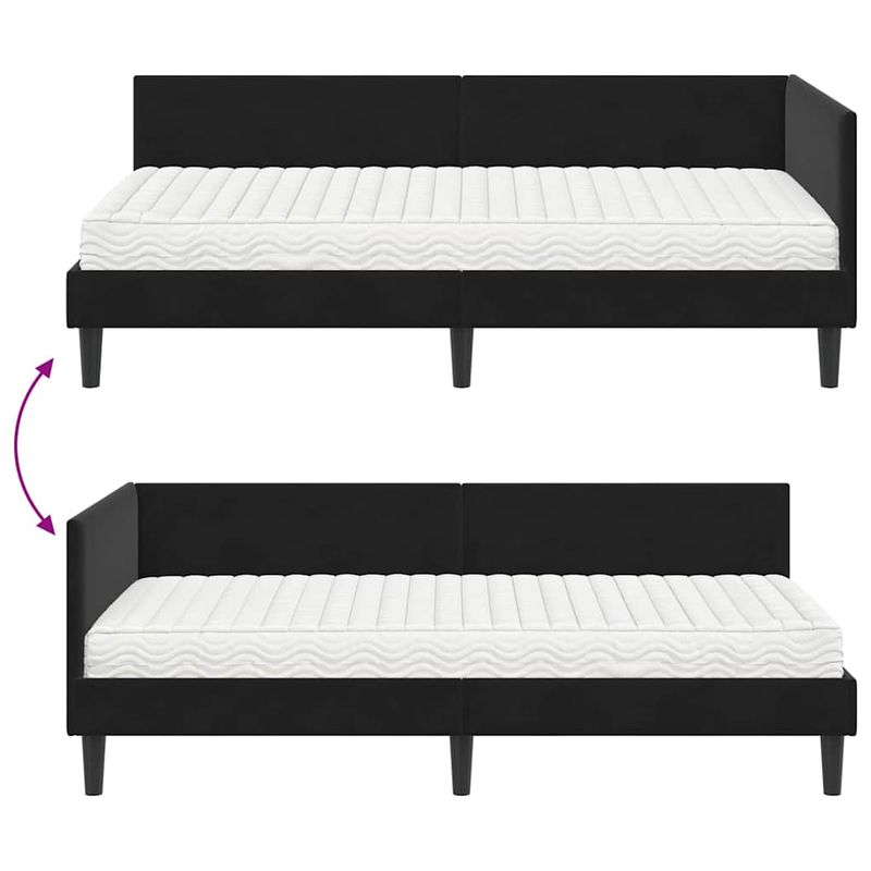 Casa si Gradina - Mobilier - Paturi si accesorii - Paturi - Cadru de pat coltar cu saltea Altele Manual 2 pcs Negru Catifea - Infinity.ro