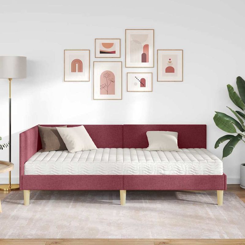 Casa si Gradina - Mobilier - Paturi si accesorii - Paturi - Cadru de pat coltar cu saltea Altele Manual 2 pcs Gri tesatura - Infinity.ro