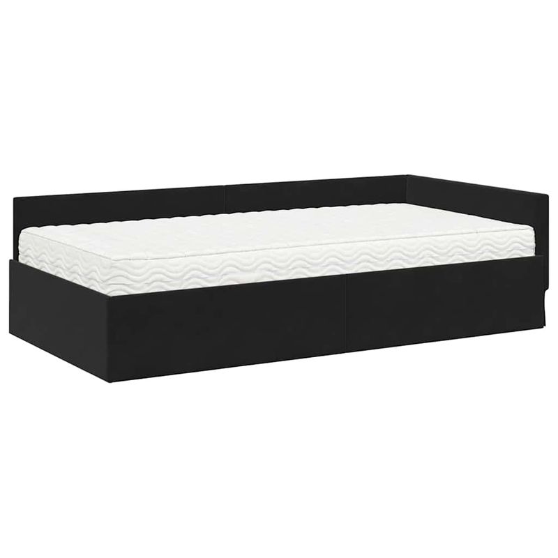 Casa si Gradina - Mobilier - Paturi si accesorii - Paturi - Cadru de pat coltar cu saltea Altele Manual 2 pcs Negru Catifea - Infinity.ro