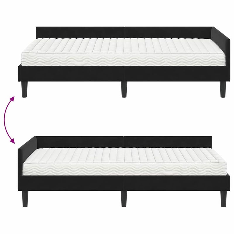 Casa si Gradina - Mobilier - Paturi si accesorii - Paturi - Cadru de pat coltar cu saltea Altele Manual 2 pcs Negru Catifea - Infinity.ro