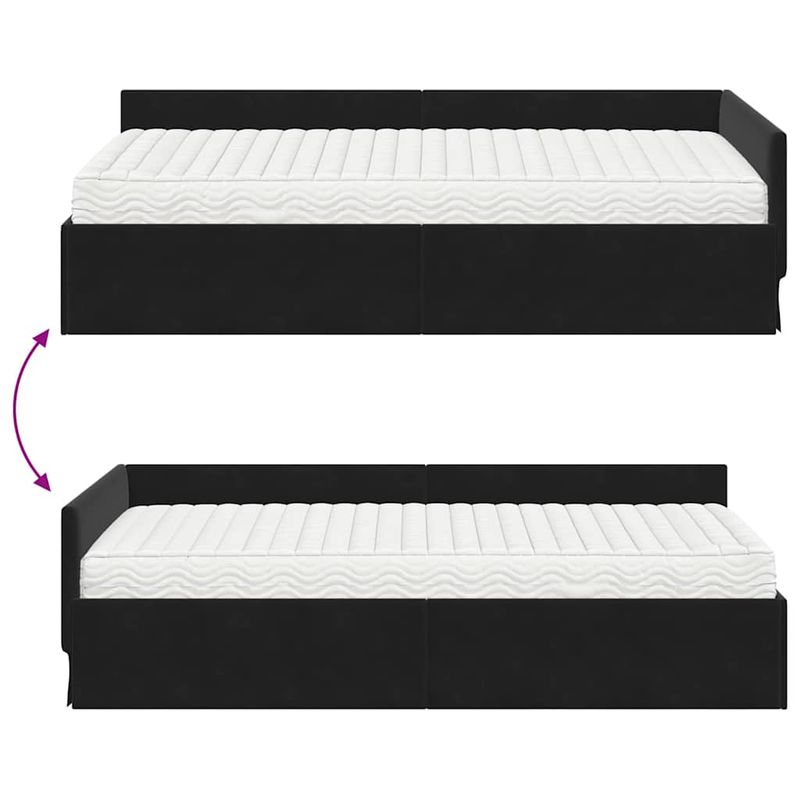 Casa si Gradina - Mobilier - Paturi si accesorii - Paturi - Cadru de pat coltar cu saltea Altele Manual 2 pcs Negru Catifea - Infinity.ro