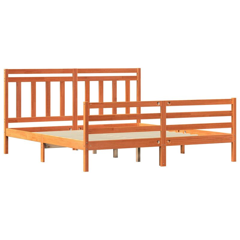 Casa si Gradina - Mobilier - Paturi si accesorii - Paturi - Cadru de pat cu headboard 2 pcs Maroniu cerat 180 x 200 cm - Infinity.ro