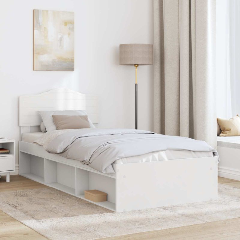 Casa si Gradina - Mobilier - Paturi si accesorii - Paturi - Cadru de pat cu headboard Alb 100 x 200 cm Lemn de pin masiv - Infinity.ro