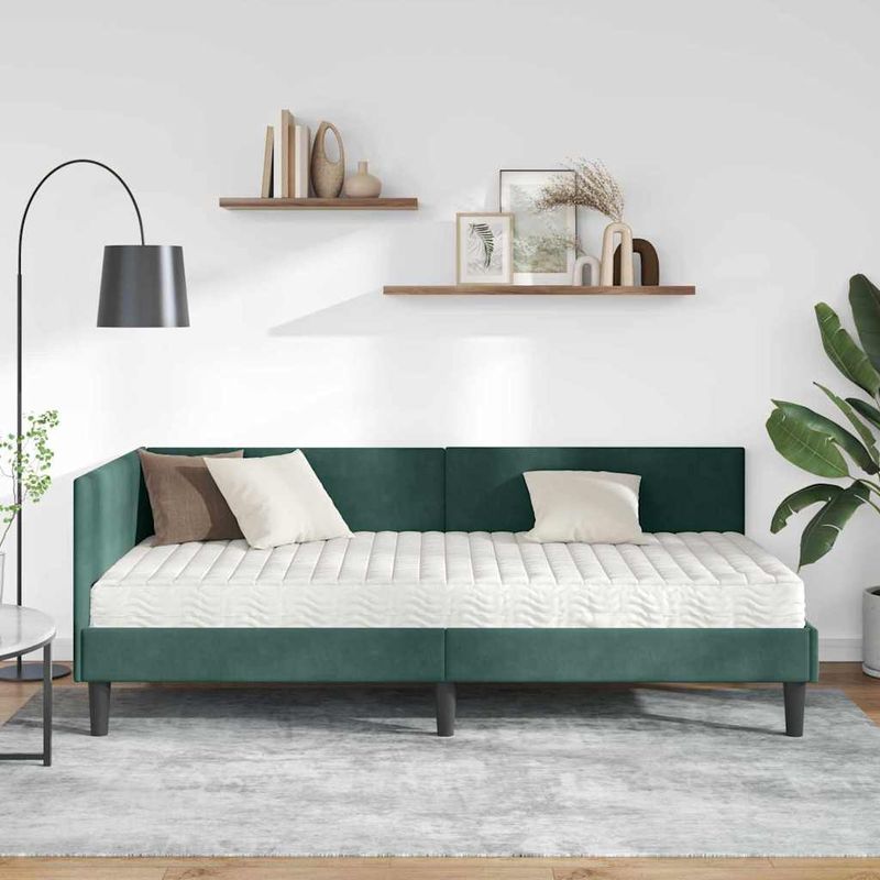 Casa si Gradina - Mobilier - Paturi si accesorii - Paturi - Cadru de pat coltar cu saltea Altele Manual 2 pcs Verde Catifea - Infinity.ro