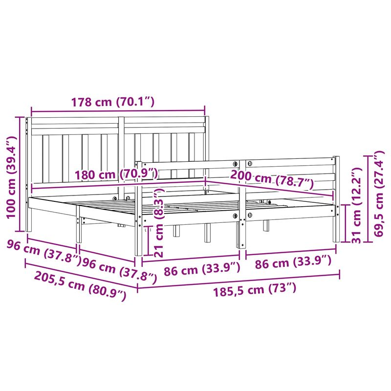 Casa si Gradina - Mobilier - Paturi si accesorii - Paturi - Cadru de pat cu headboard 2 pcs Maroniu cerat 180 x 200 cm - Infinity.ro