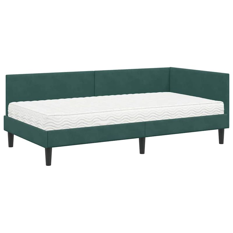 Casa si Gradina - Mobilier - Paturi si accesorii - Paturi - Cadru de pat coltar cu saltea Altele Manual 2 pcs Verde Catifea - Infinity.ro