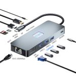 PC, gaming si accesorii - Retelistica - Hub-uri - Hub Adaptor Multiport 11 in 1 USB-C 3.2 Staryon® la HDMI / DP / VGA / Ethernet / Card Reader / 3.5-mm Jack Audio - Infinity.ro