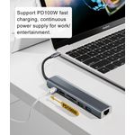 PC, gaming si accesorii - Retelistica - Hub-uri - Hub Adaptor Multiport 7 in 1 USB-C 3.1 Staryon® la HDMI 4K / LAN Ethernet (1000 MB/S) / TF si SD Card Reader, Gri - Infinity.ro