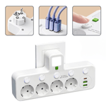 Casa si Gradina - Electrice - Accesorii electrice - Prelungitoare, triple, fise - Bloc Multipriza / Priza Multipla 2500W, 4 Prize Schuko + 2 USB-A + 1 USB-C, Alb - Infinity.ro