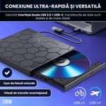 PC, gaming si accesorii - Periferice PC - Unitati optice externe - DVD Writer Extern Portabil Slim Staryon®, USB 3.0, 3x USB-A 2.C340, 1x USB-C 3.0, Cititor De Carduri, Negru - Infinity.ro