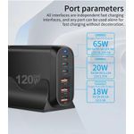 Laptop, Telefoane si Tablete - Telefoane mobile si accesorii - Accesorii Telefoane - Incarcatoare telefoane - Statie de Incarcare USB 120W GaN PRO 6 in 1, 3 USB-C & 3 USB-A, Staryon®, Negru - Infinity.ro